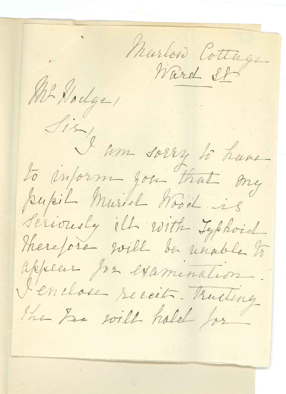 Mrs N Proctor - North Adelaide - Withdrawing Miss Muriel Wood from Primary Practice Examination