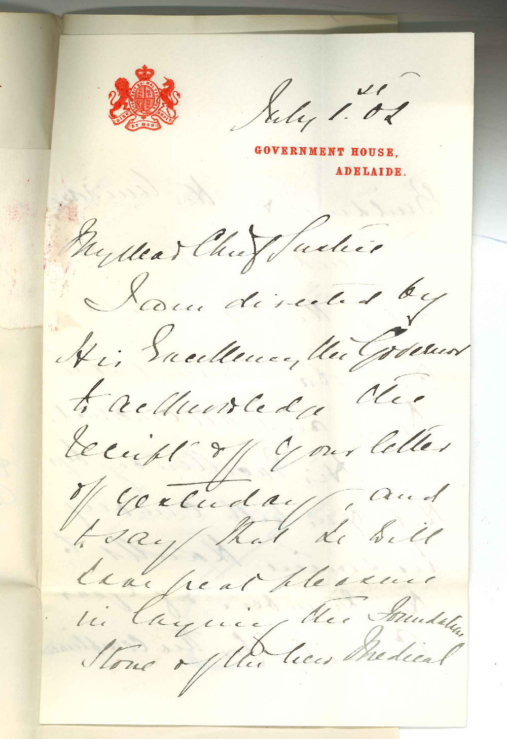 Lord Richard Nevill - Private Secretary Government House - Governor will lay the foundation stone of Anatomical Buildings on July 14th