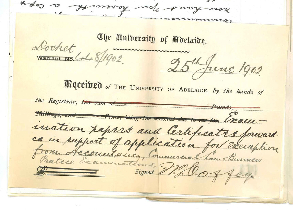 William James Coffey - Adelaide - Asking to be exempted from taking three subjects in Commercial Certificate Course