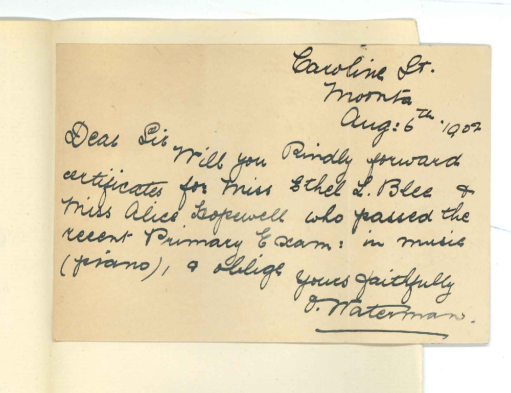 Miss O Waterman - Moonta - Requesting Primary Practice of Music Certificates