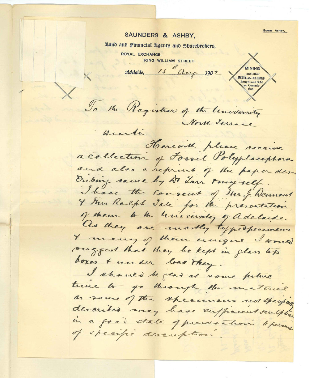 Edwin Ashby - Adelaide - Presentation of type fossils