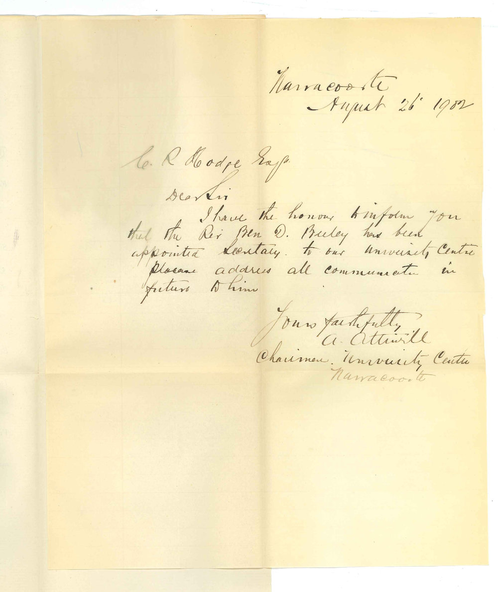 A Attiwell - Narracoorte - Name of Secretary appointed for Narracoorte Centre