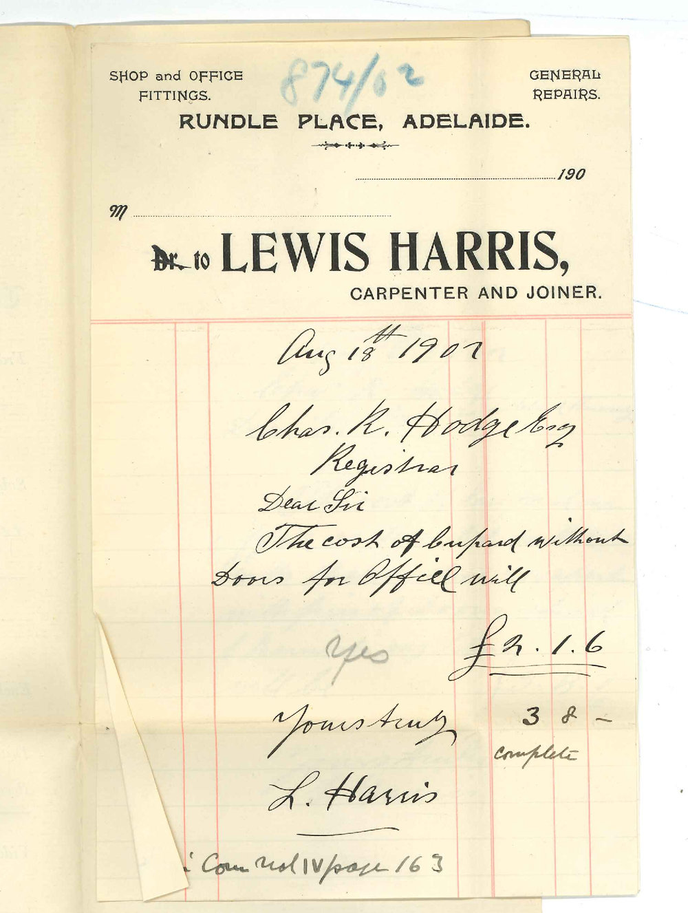 Lewis Harris - Adelaide - Price for cupboard in Office