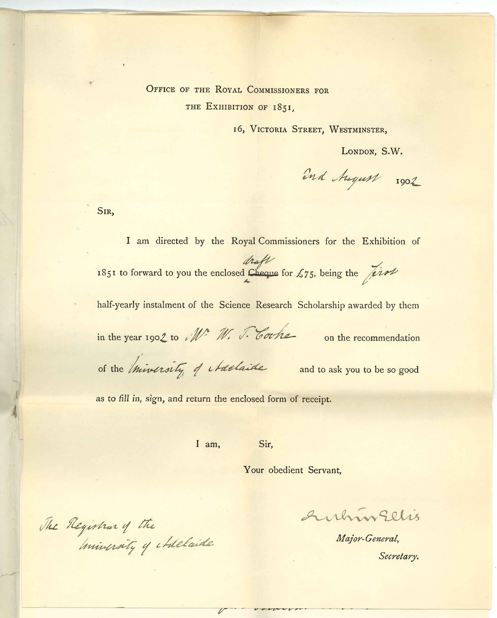 L C Sayles - Assistant Secretary - Royal Commission Exhibition of 1851 Westminster England