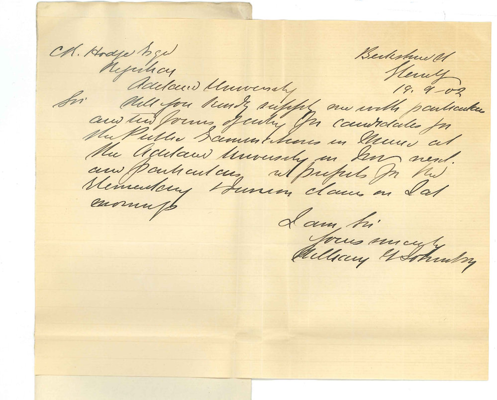 William G Johnston - Glenelg - Requesting information of Practice of Music Exams and Entry Forms