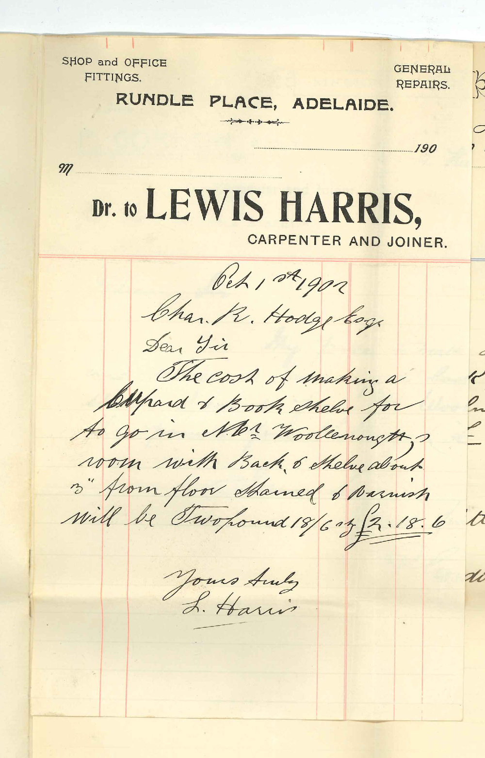 Lewis Harris and P Gordon - Tender for a Bookcase