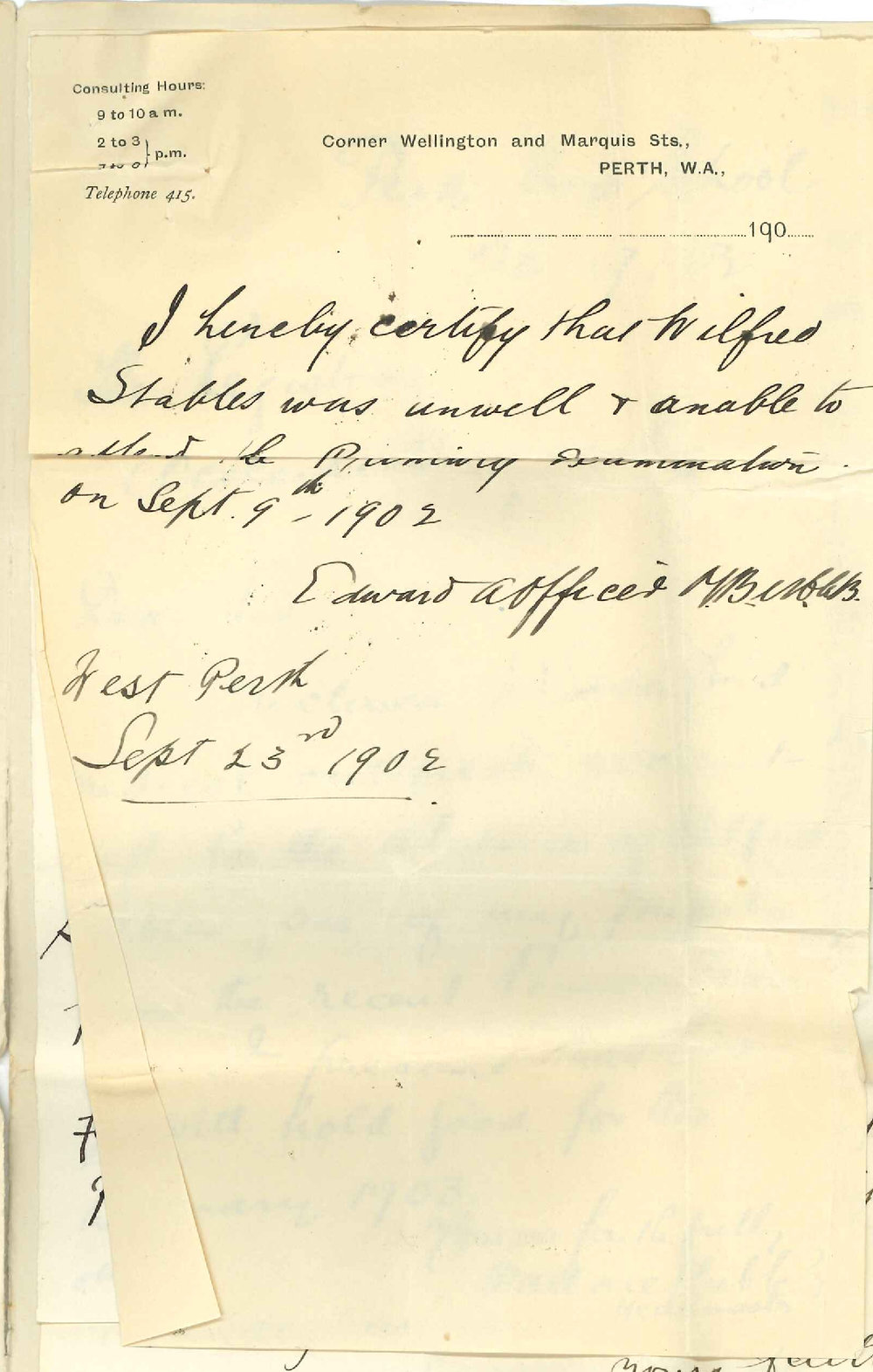 Henry Maurice Joscelyne - Perth WA - Withdrawals from Primary Public Exam