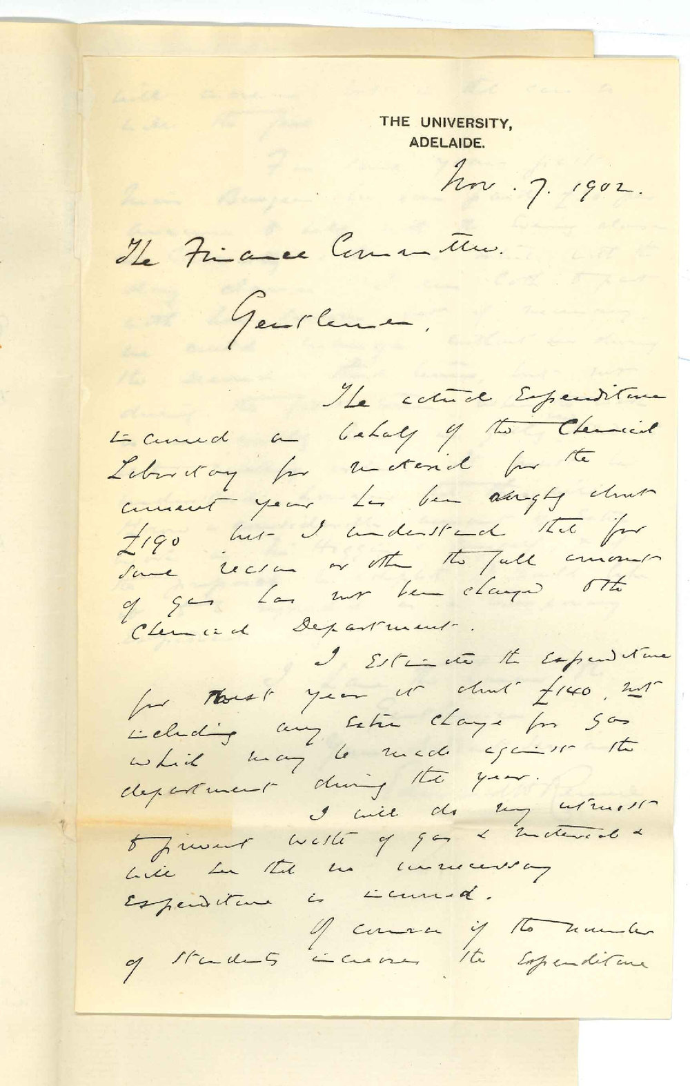 Professor Edward Henry Rennie - The University - Expenditure for 1903