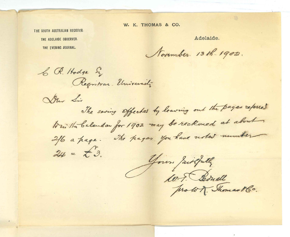 W T Bednall pro W K Thomas and Company - Register Office - Saving affected by leaving pages out of Calendar