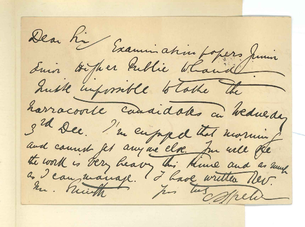 Carl Louis Spehr - Mount Gambier - With respect to supervising of Miss Smith Exam