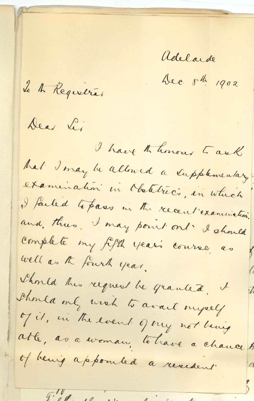 Thomas B Ashton and Miss E M M Ambrose - Asking for a Supplementary Exam