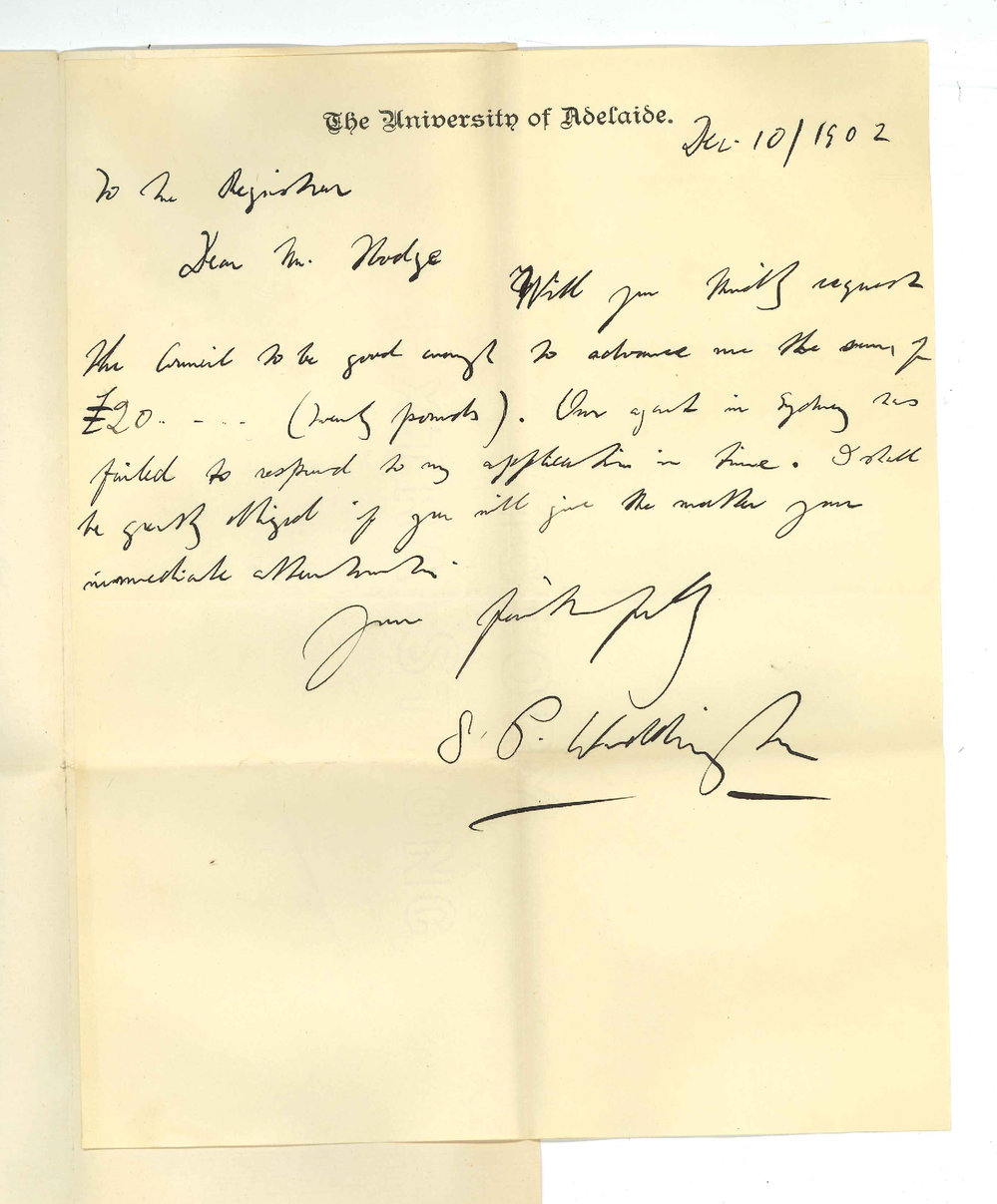 S P Waddington - University - Asking for advance of &pound;20