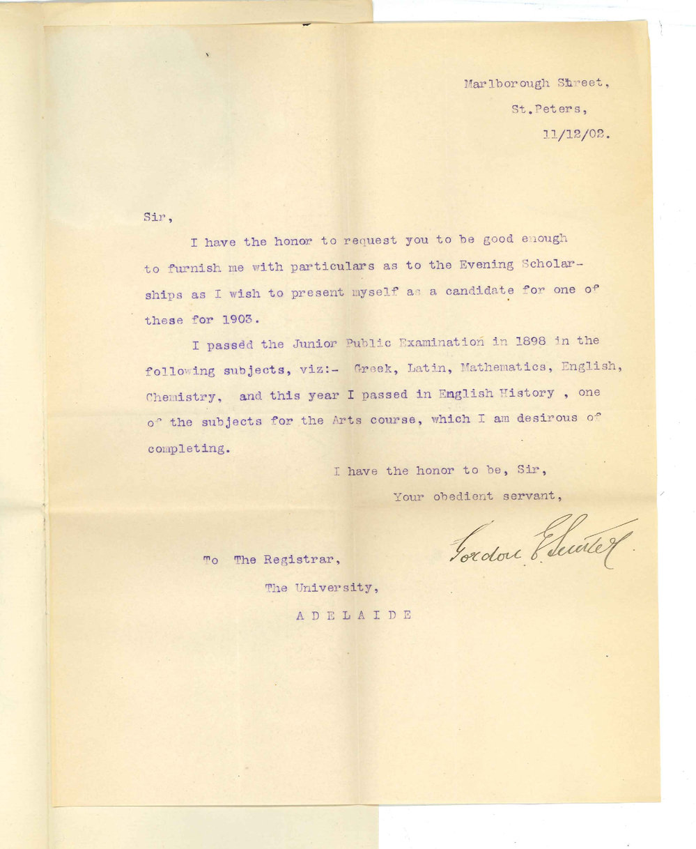 Gordon E Sunter - St Peters - Asking for information of Evening Scholarships