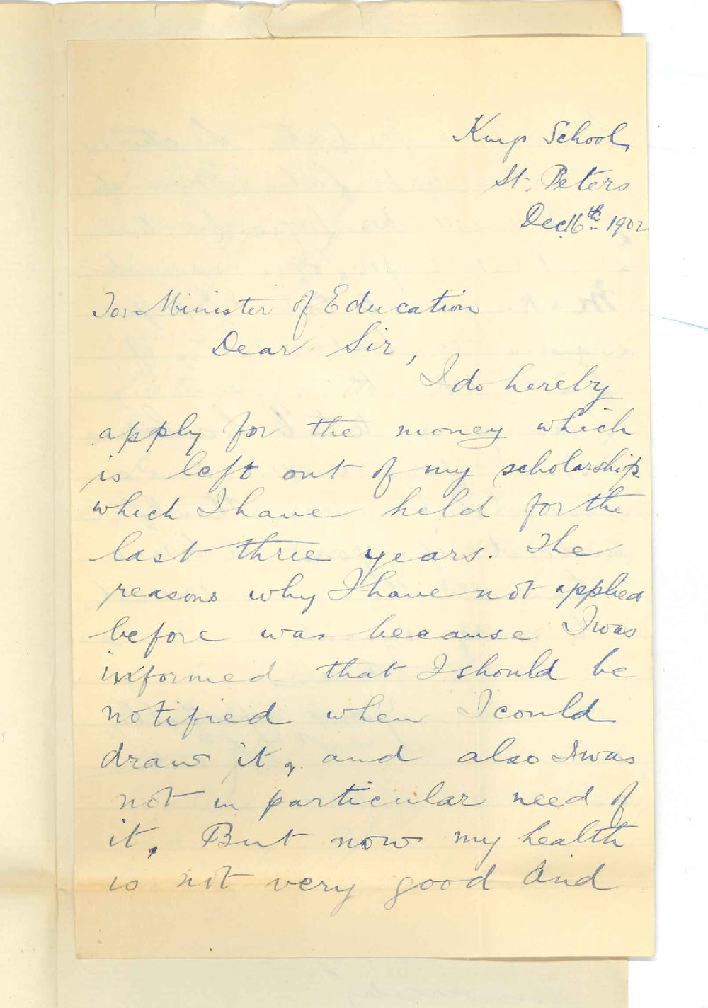 C T Rose - St Peters - Requesting surplus of Evening Scholarship