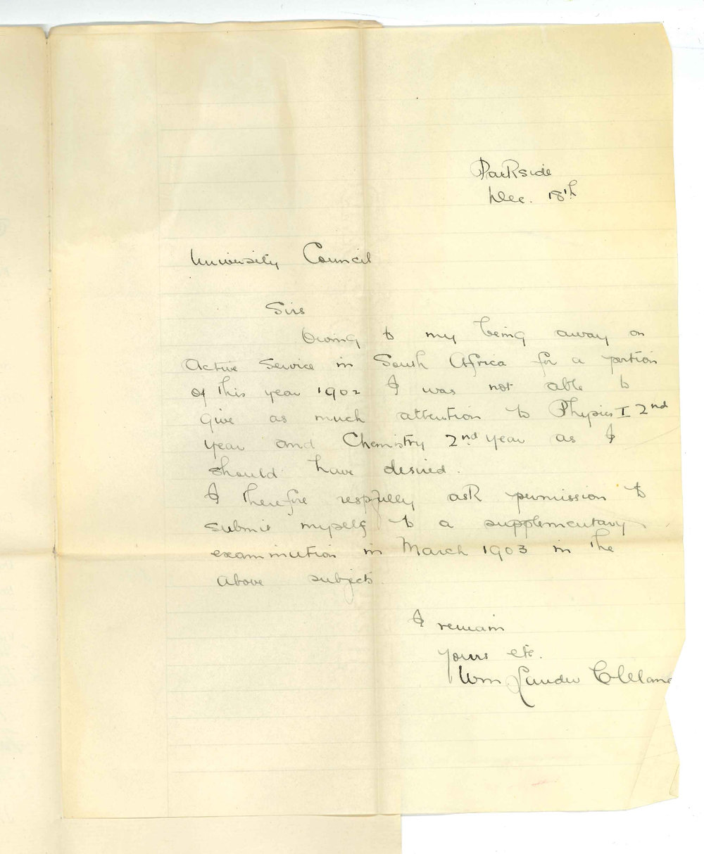 William Lander Cleland - Parkside - Asking for Supplementary Exam