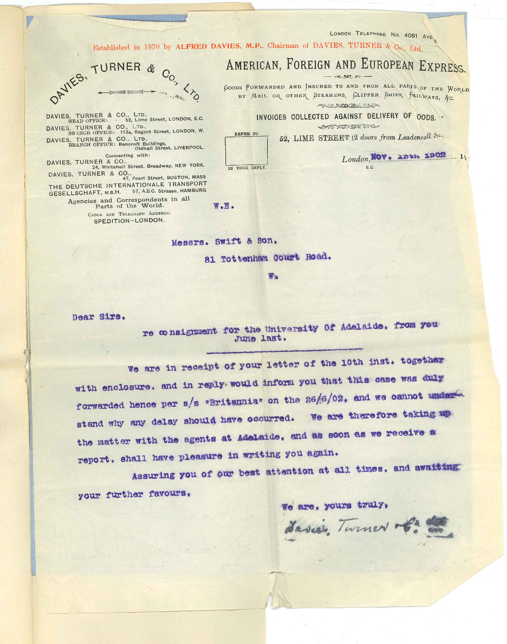 Swift and Son - London - Concerning delay of microscopes
