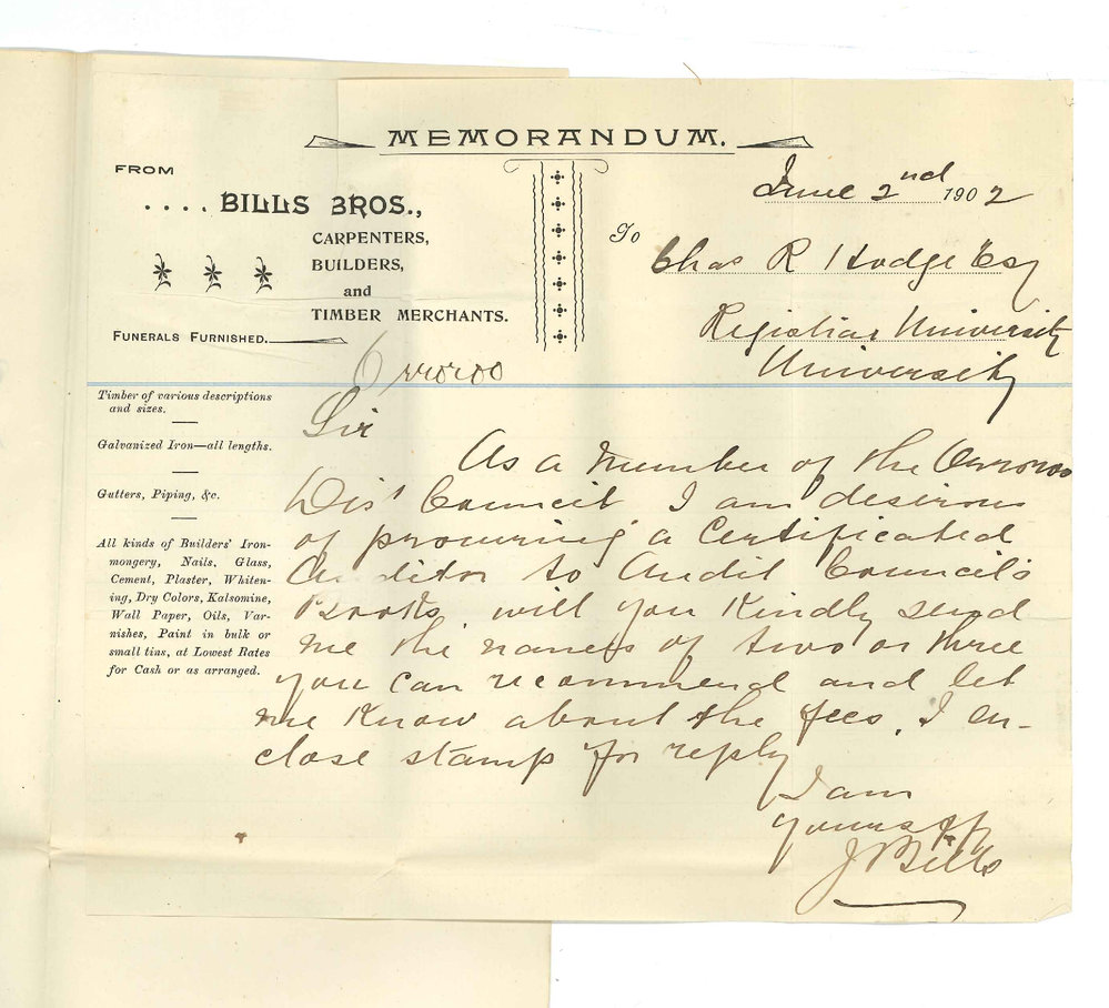 J Bills - Orroroo - Asking for names of some Auditors