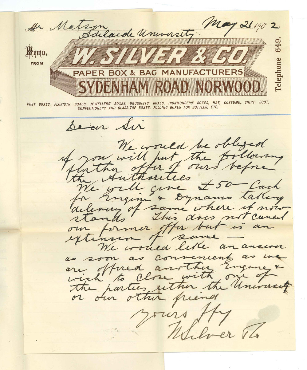 W Silver and Co - Norwood - Offer for gas Engine