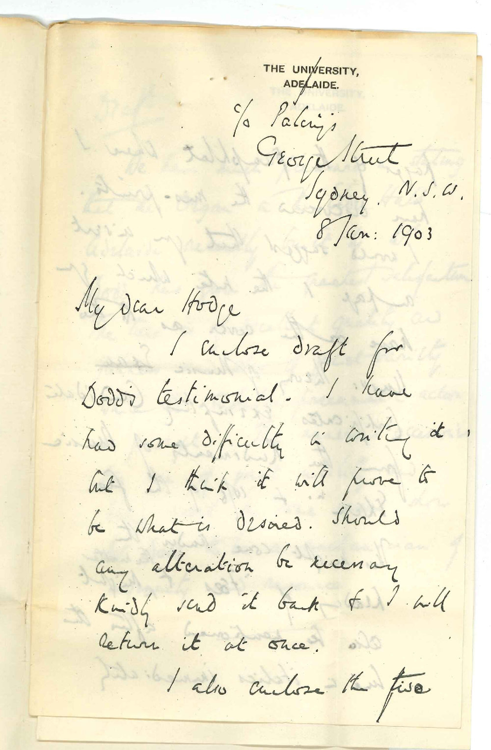 Professor J Matthew Ennis - Sydney - Draft for Dodds Testimonial noting errors in Music Pamphlet