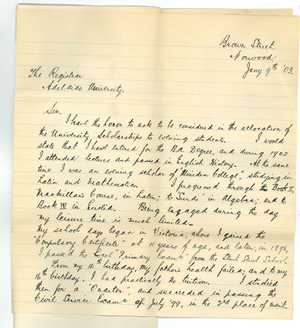 Montford D Mears - Norwood - Application for an Evening Scholarship