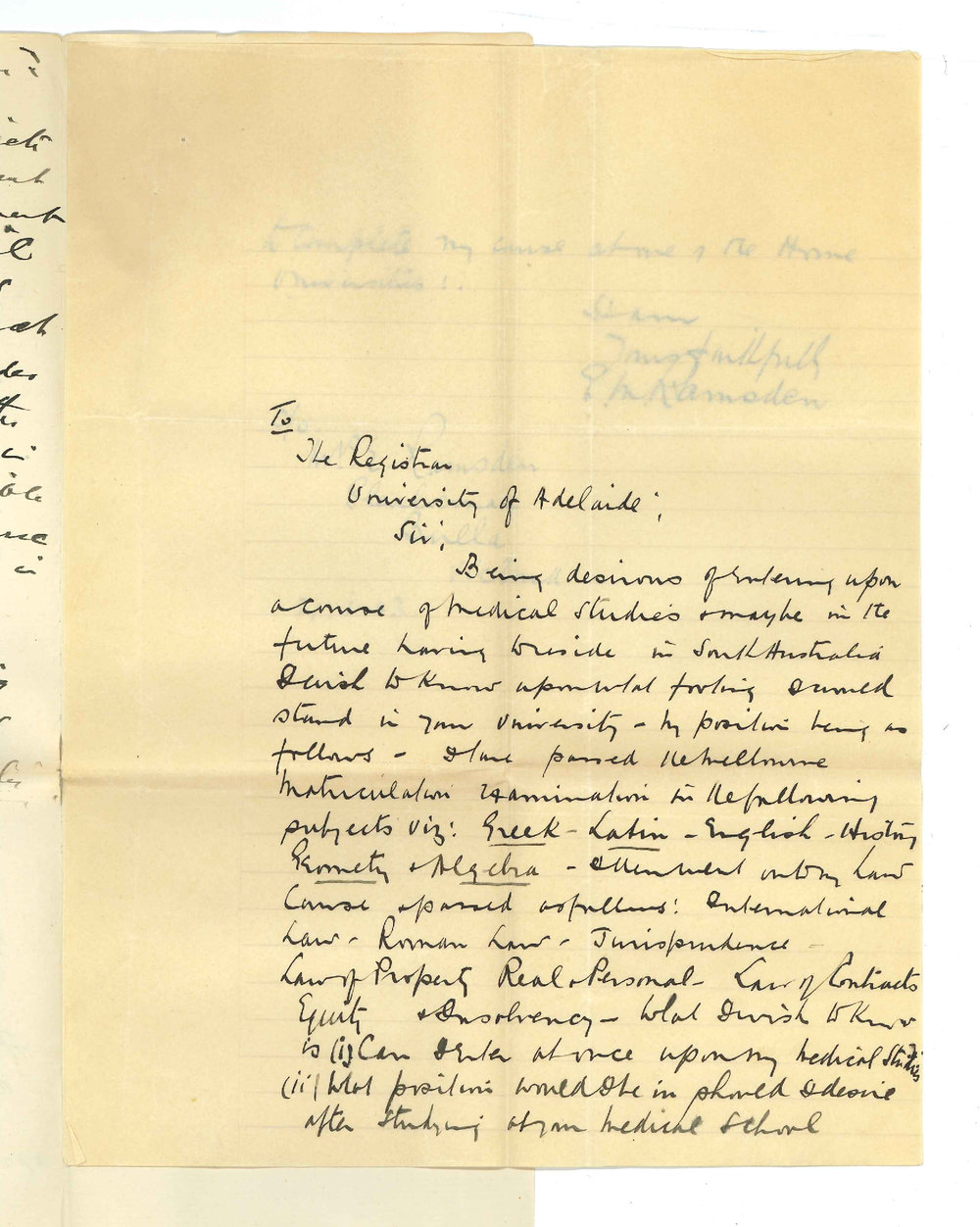 E M Ramsden - Bulla Victoria - Concerning Medical Course