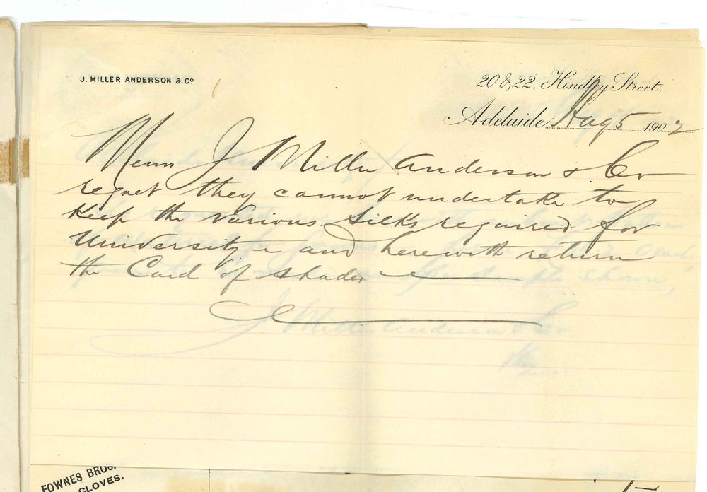 Parker and Co - H Berriman and Co - McDonald Walter - Adelaide - Quoting price for making Gowns and Hoods