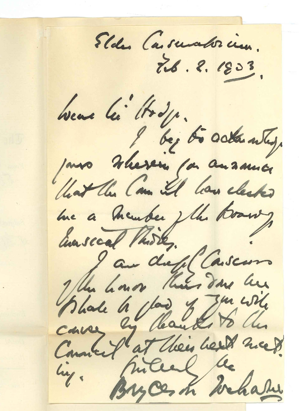 Bryceson Treharne - Elder Conservatorium - Accepting seat on Board of Musical Studies