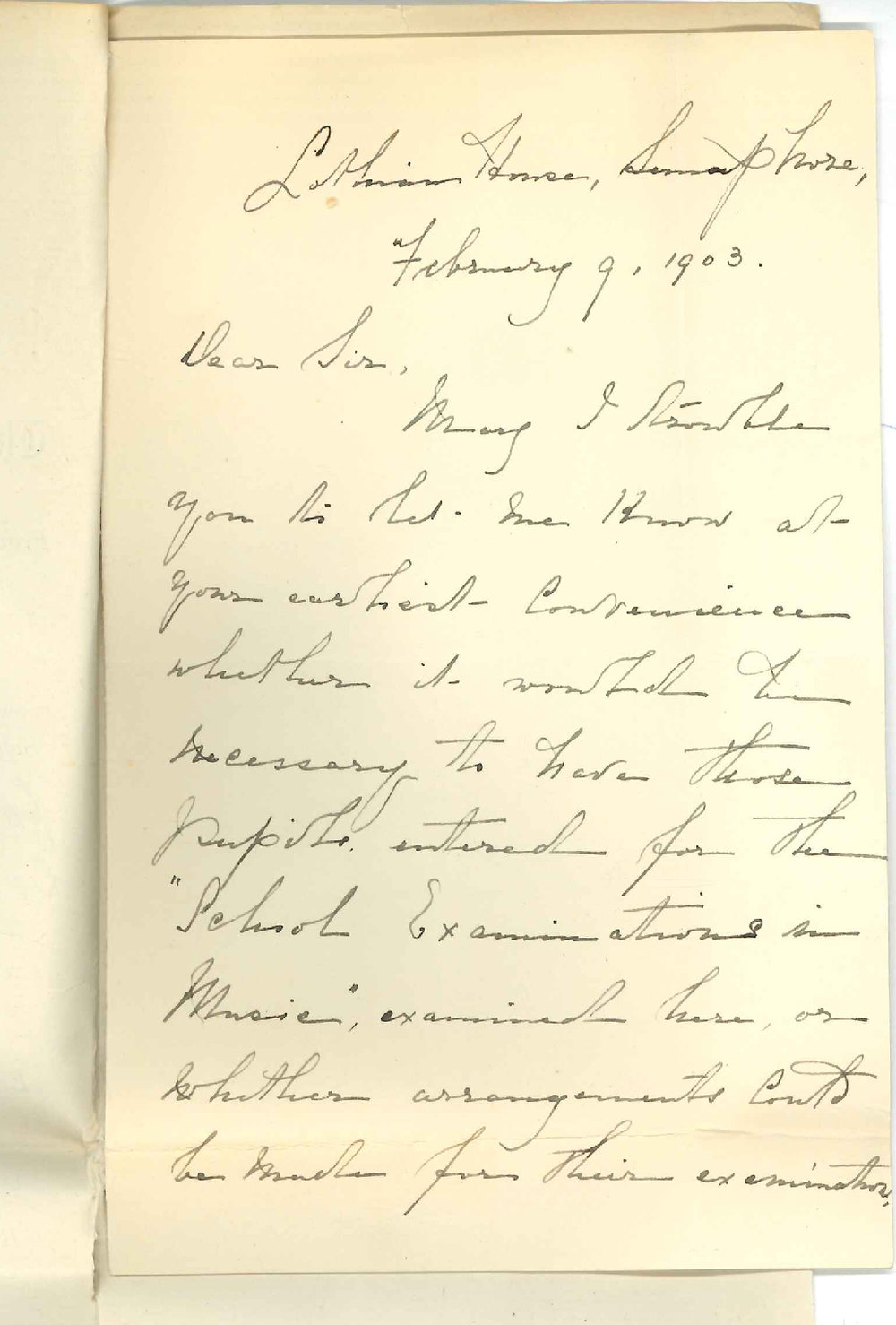 Miss G Stenhouse - Semaphore - Asking if candidates for school exams may be examined at University