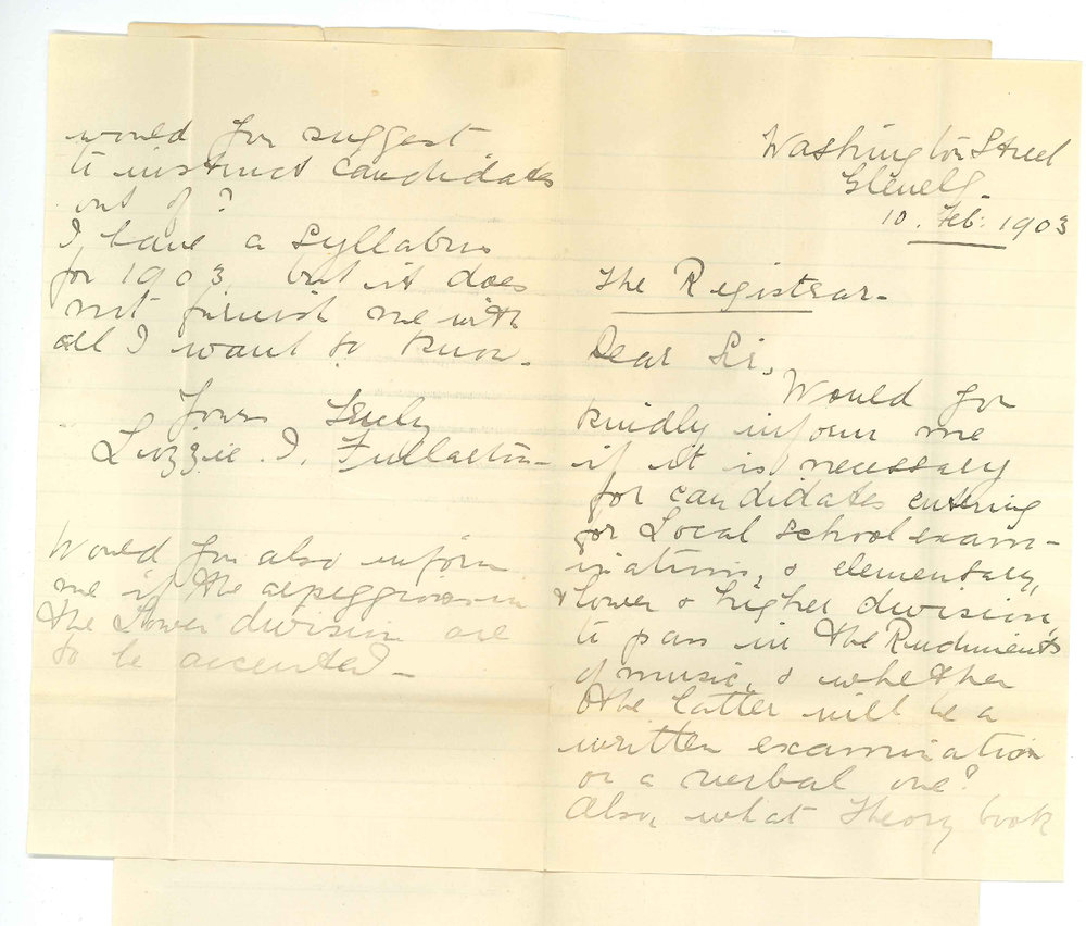 Miss Lizzie I Fullarton - Glenelg - Requesting information of School Exams