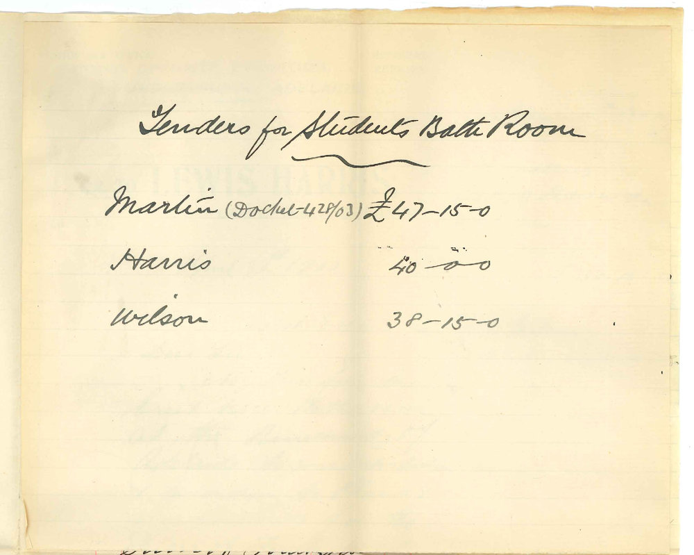 J S Wilson and Lewis Harris - Tender for students Bathroom