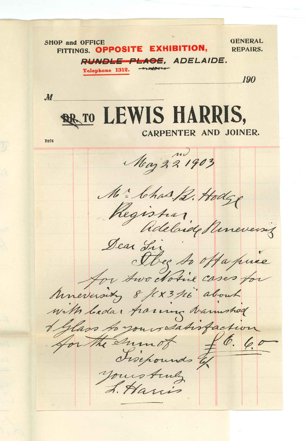 Lewis Harris - Adelaide - Price for three notice boards
