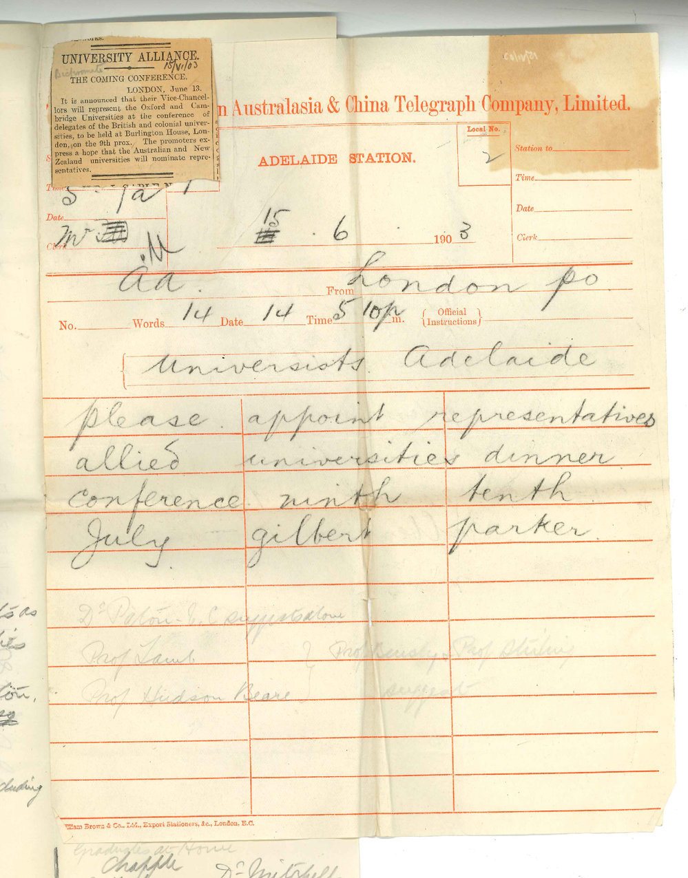 Gilbert Parker - London - Representatives Allied Universities Dinner Conference