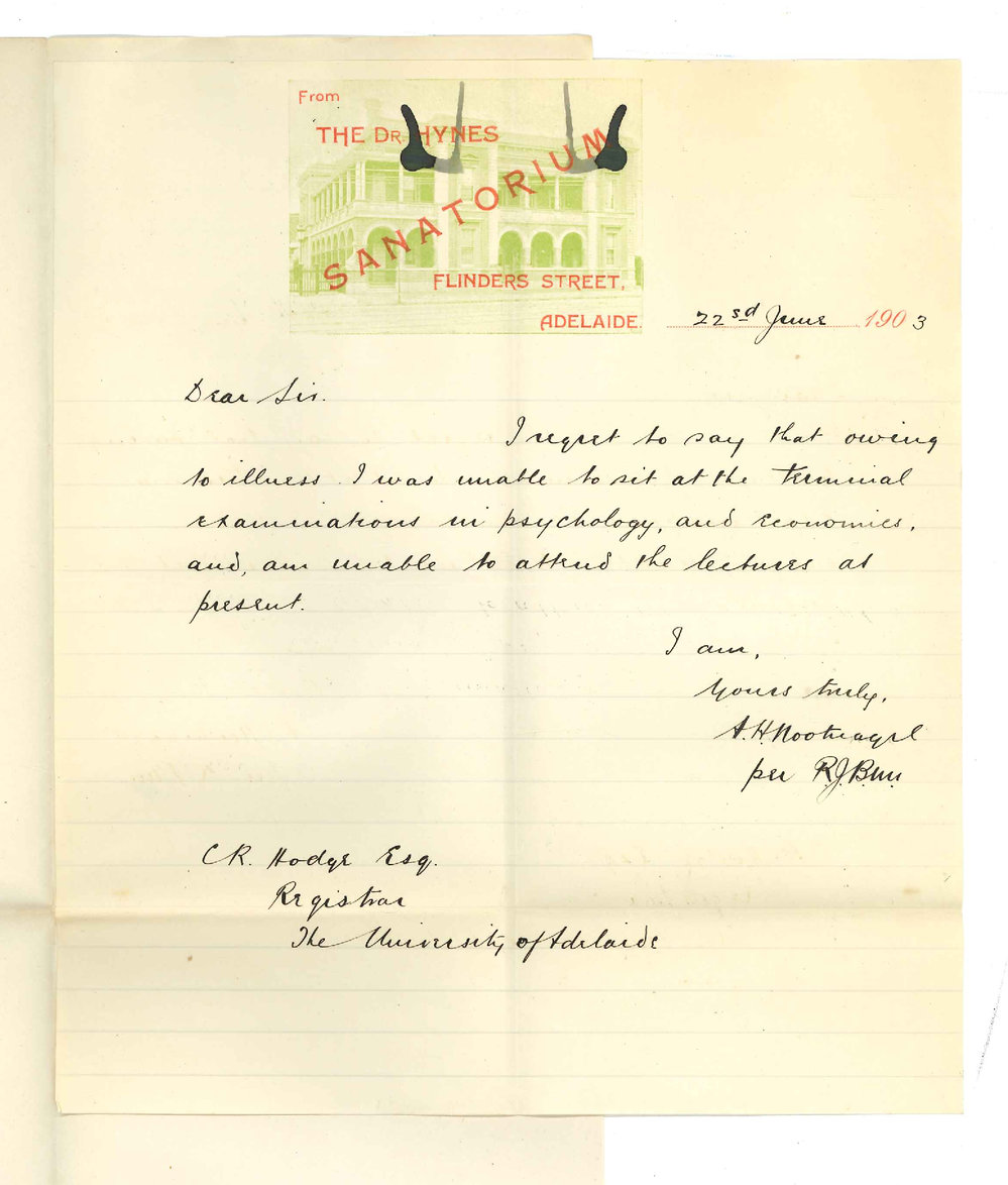 Albert Herman Nootnagel - Adelaide - Unable to attend Exam and Lectures