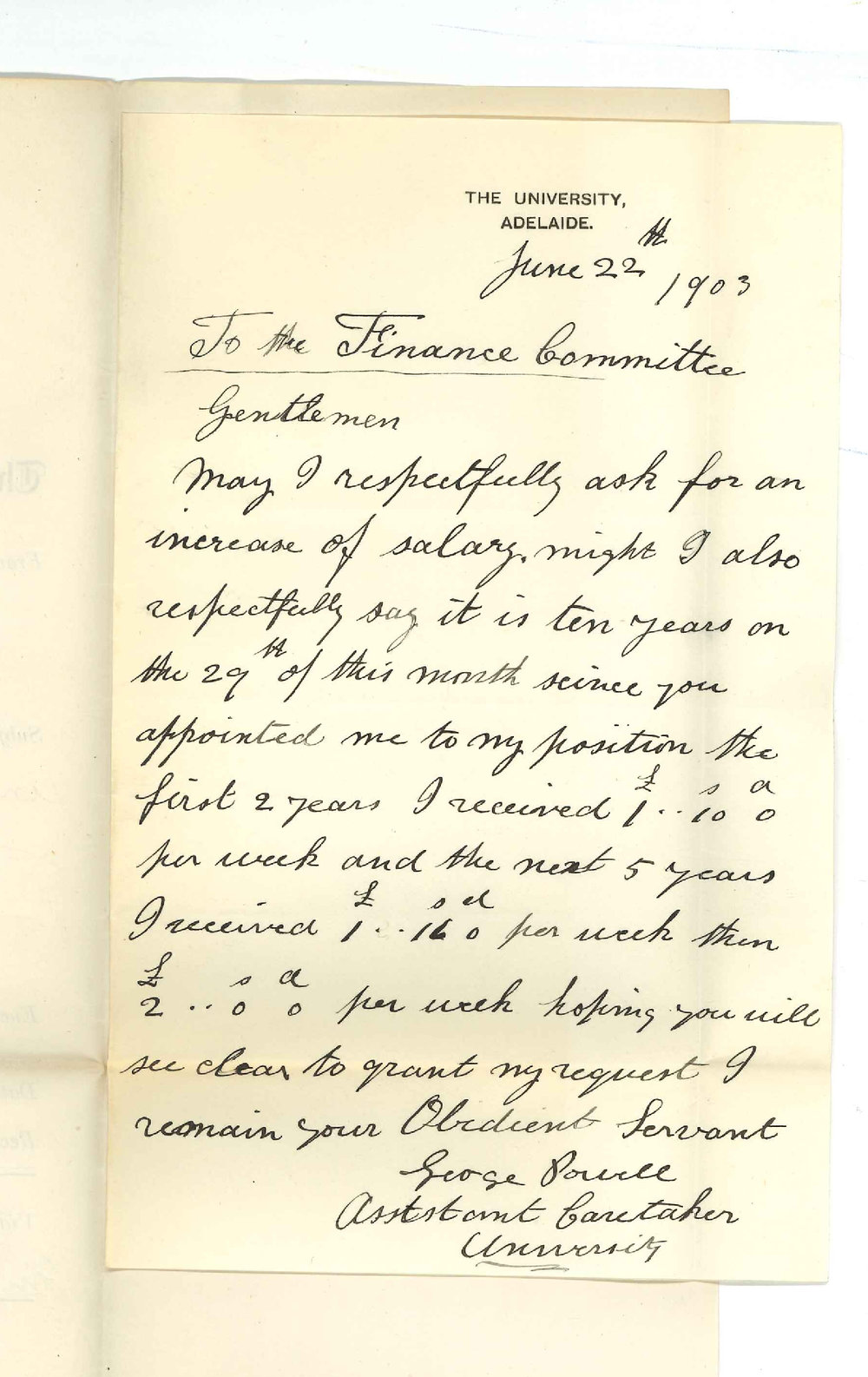 George Powell - Caretaker University - Asking for increase in Salary