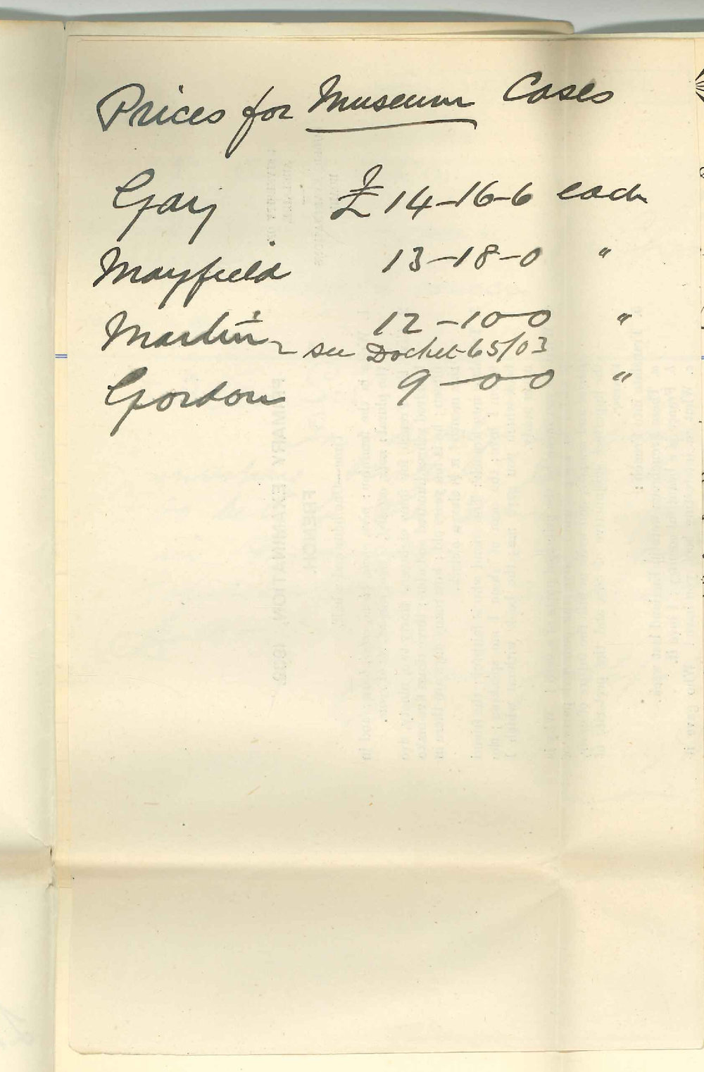 S Mayfield and Sons - Adelaide  - P Gordon - Adelaide  - P Gay and Company - Tenders for Pathological Museum Cases
