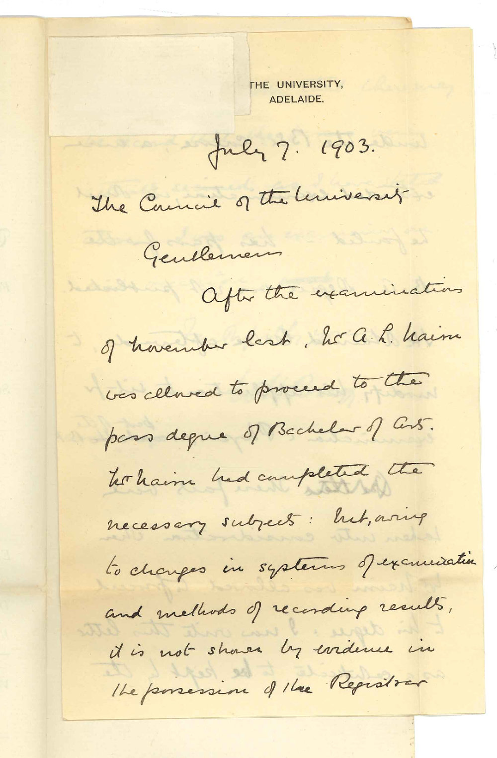 Professor Bragg - University - Case of A L Nairn