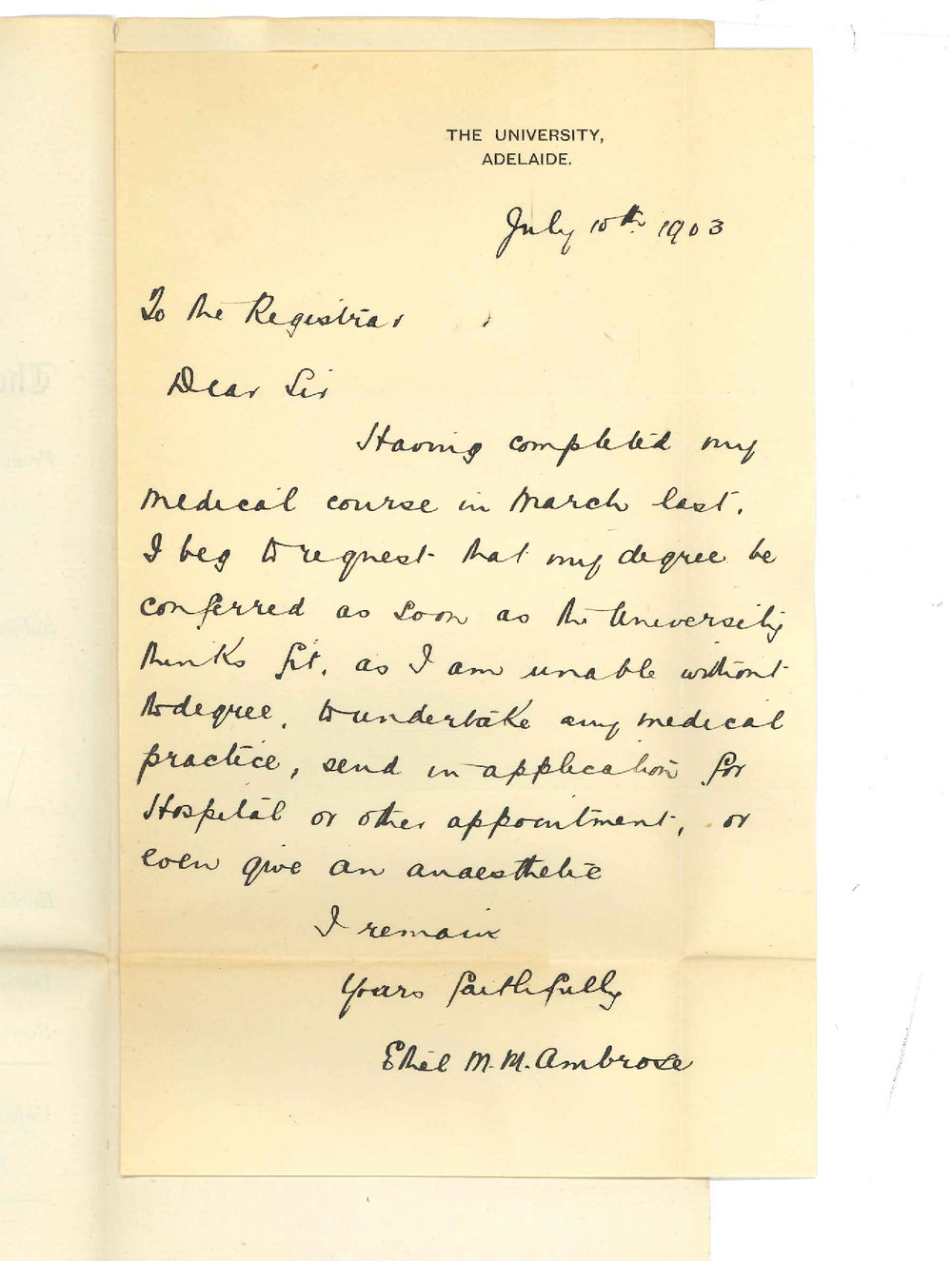 Ethel M M Ambrose - Adelaide - Conferring of Degree