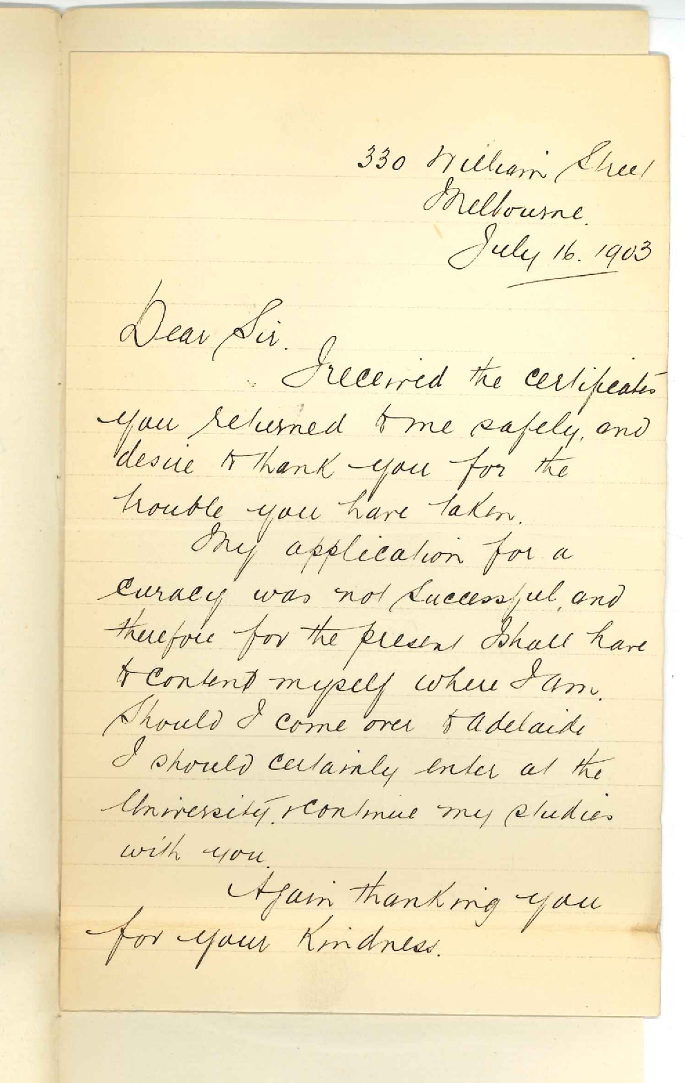 John H Frewin - Melbourne - Remaining in Melbourne