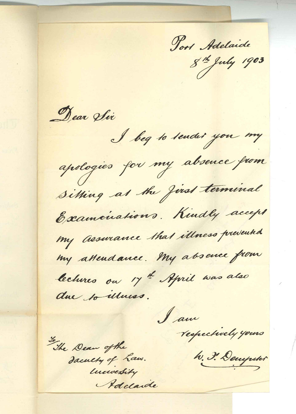 W F Dempster - Port Adelaide - Asking for Exemption Terminal Examination