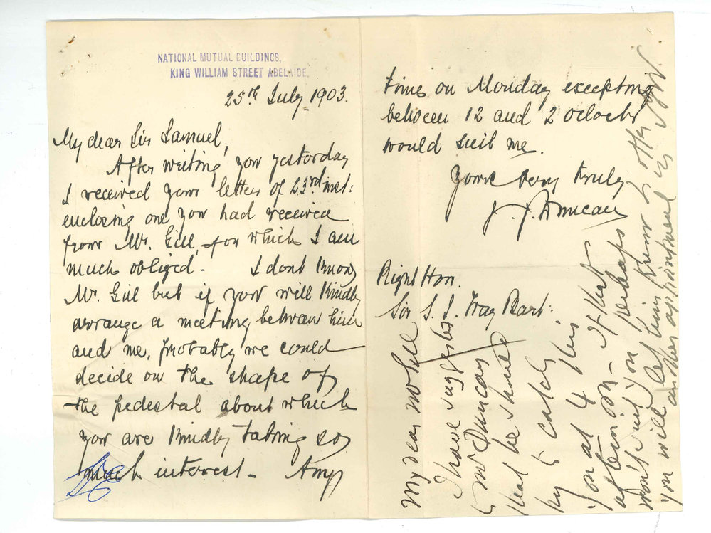 Hon J J Duncan and W A Duncan - Offering Statue in memory of Sir Walter Watson Hughes