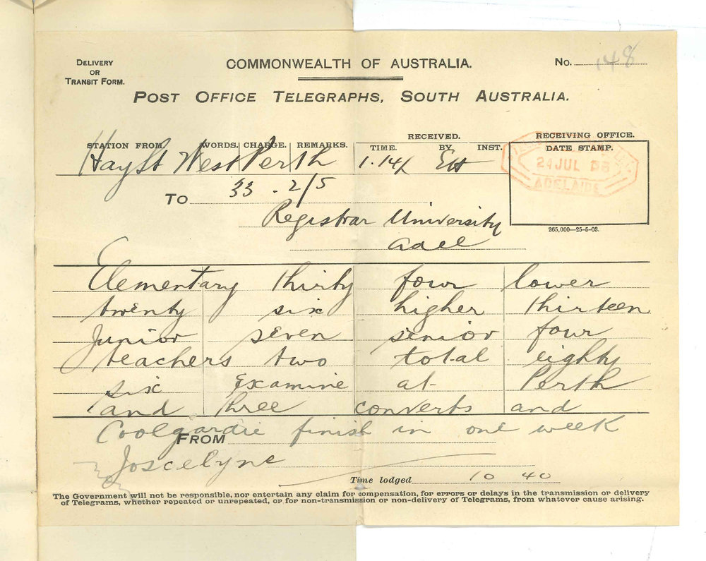 Henry Maurice Joscelyne - Perth WA - Wire Entries Finish Exam in one week