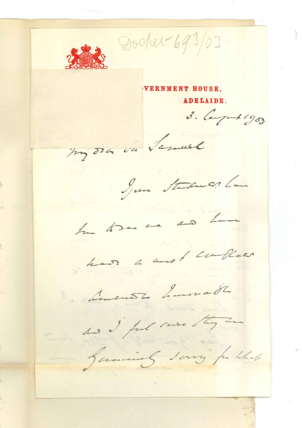 His Excellency Sir G R Le Hunte - Re Apology from Students