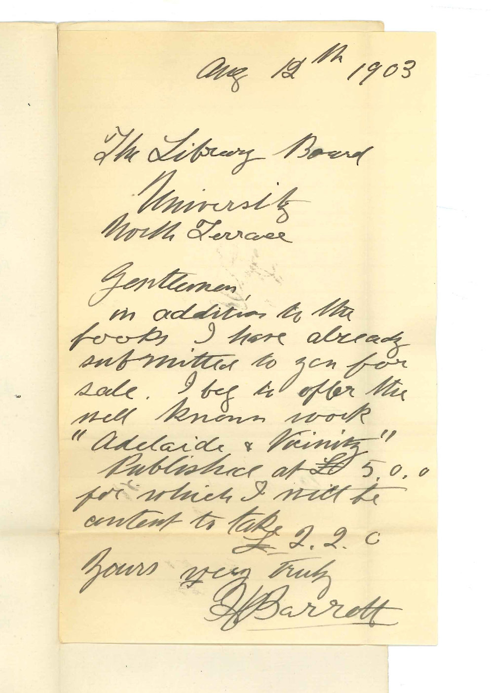 H Barrett - Adelaide - Offering Book at reduced price