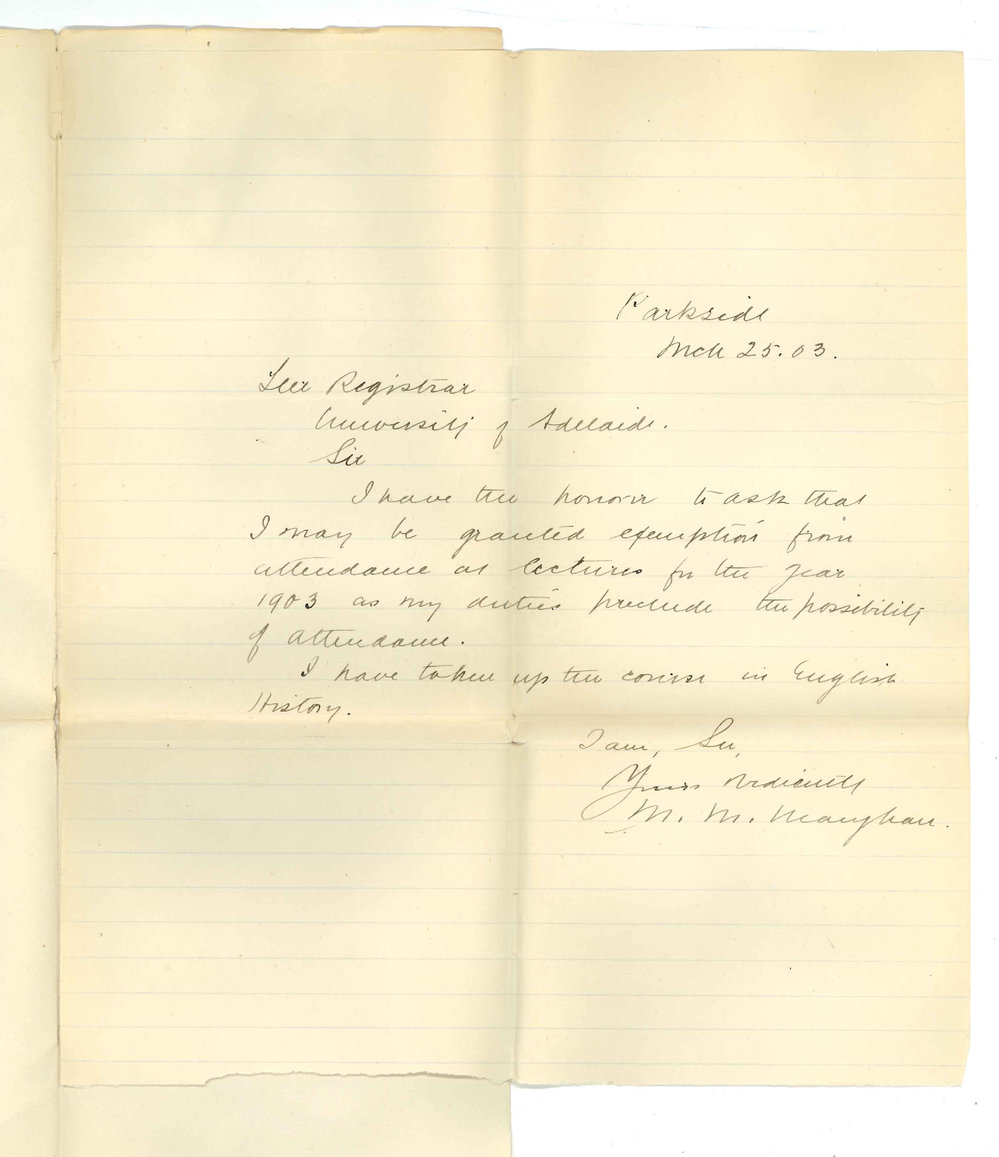 M M Maugham - Parkside - Exemption attendance at lectures