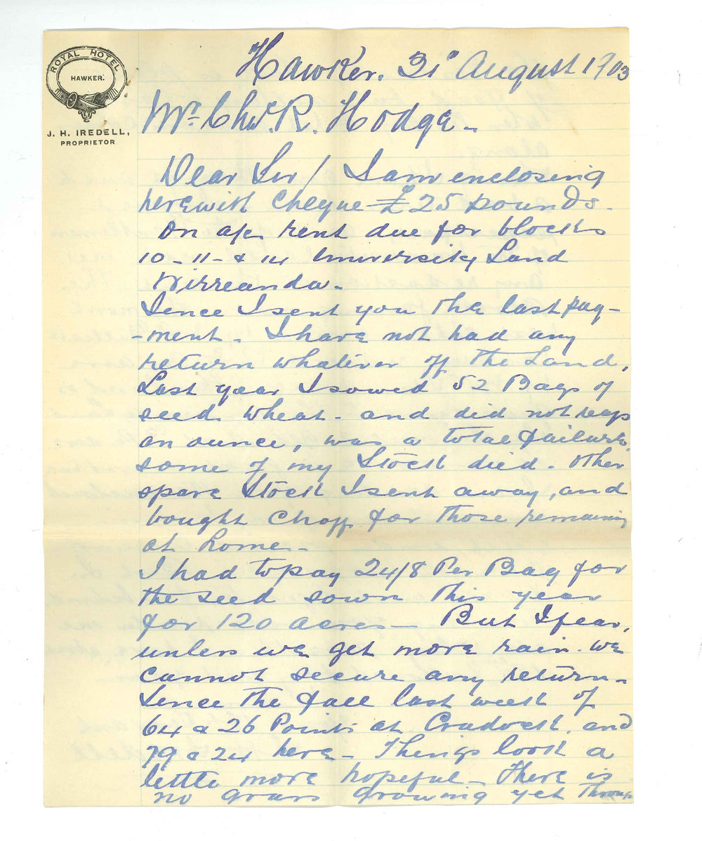 Joseph Hall Iredell - Hawker - Asking for reduction in Rent