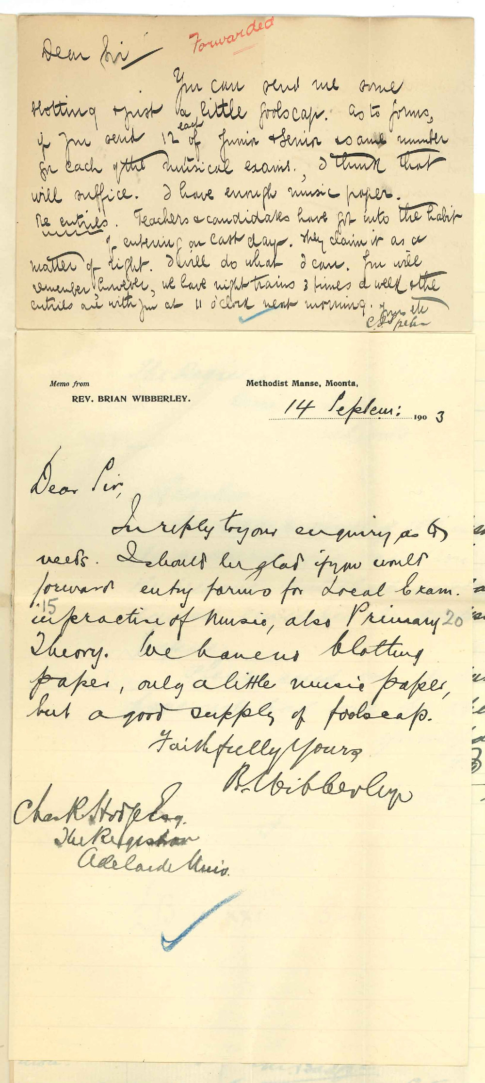 Secretaries local Centres - Asking for Entry Forms Examinations