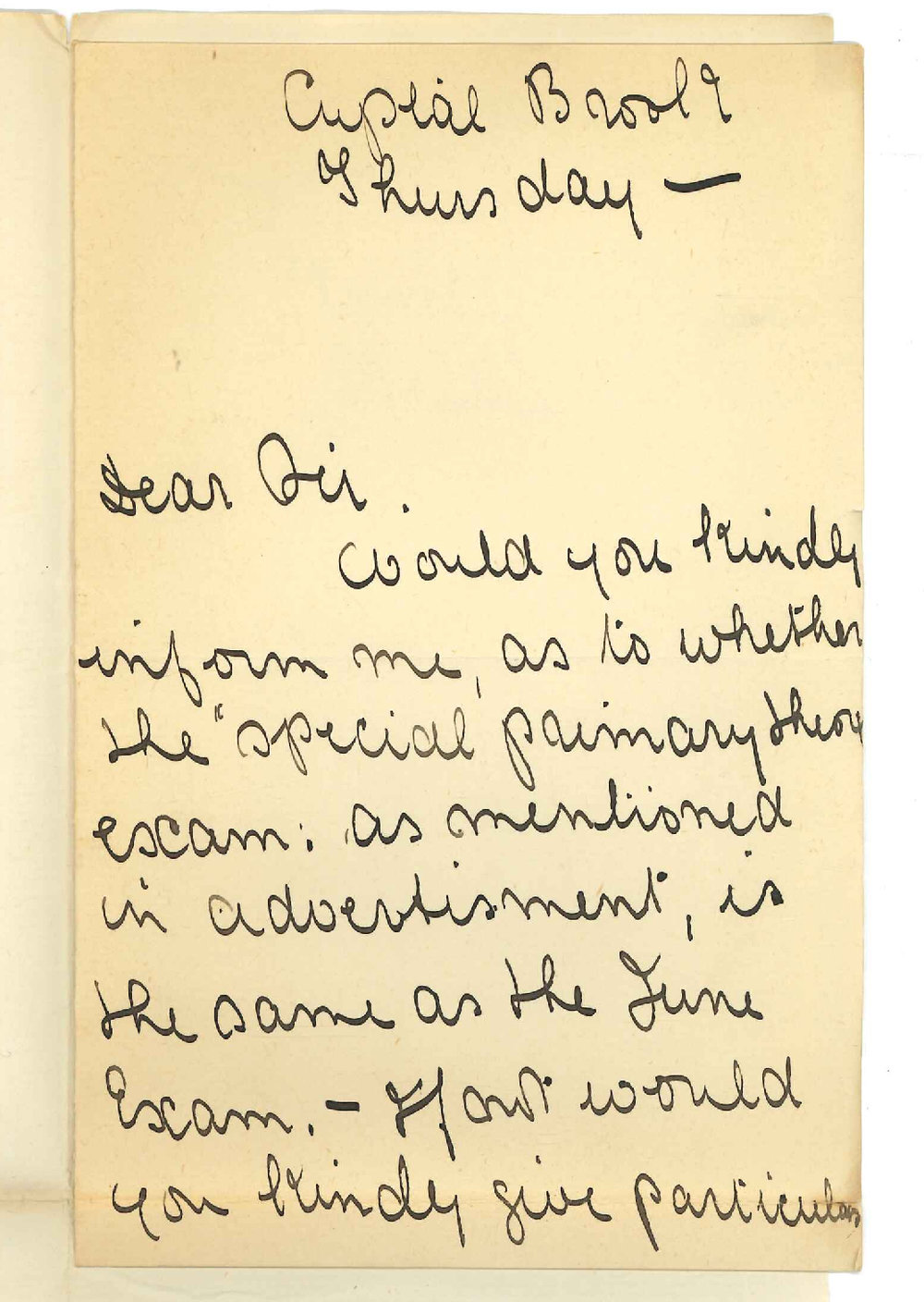 Miss Nellie Shaw - Crystal Brook - Information re Special Primary