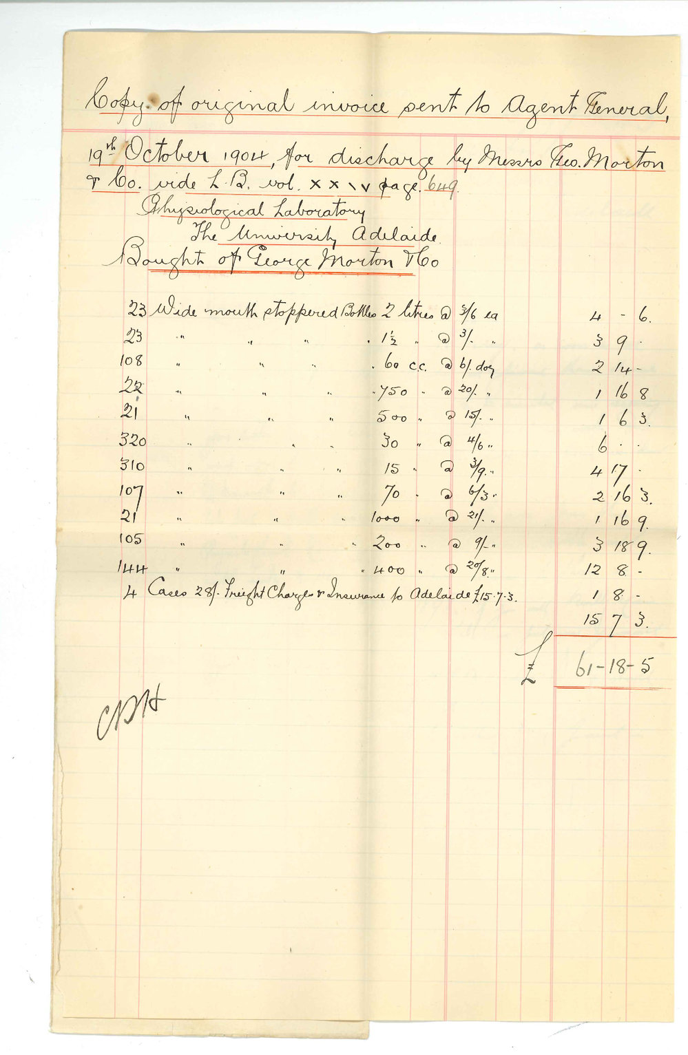 George Morton and Company - London - Re Glass stoppered bottles