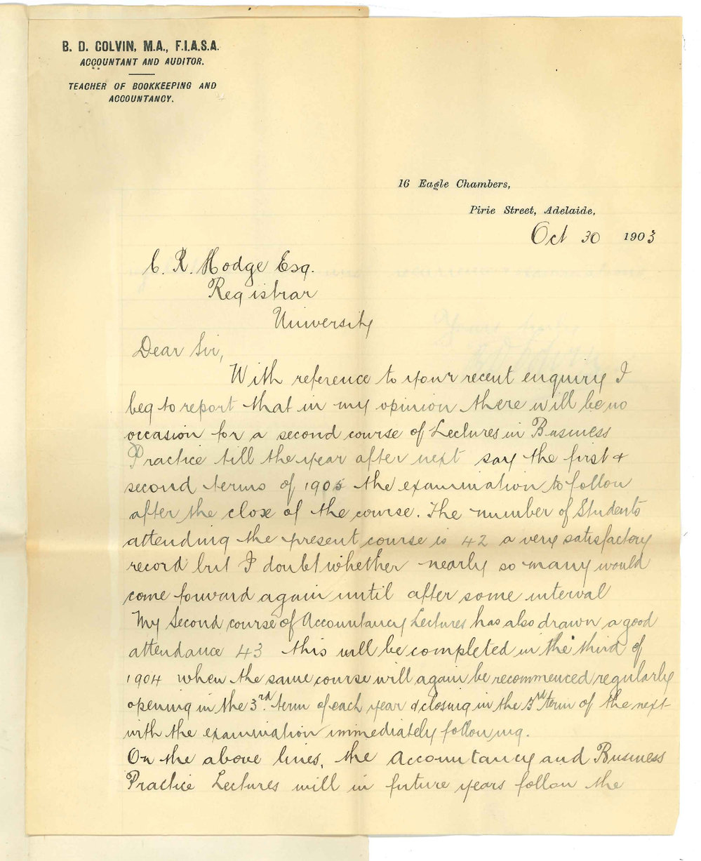 Bazett David Colvin - Adelaide - Re Business Practice and Accountancy Lectures