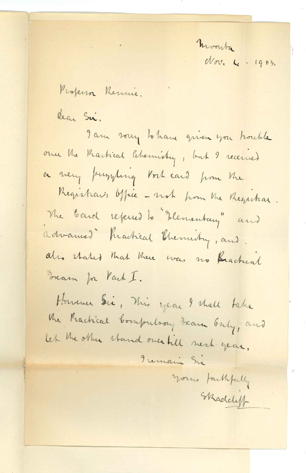 S Radcliff - Moonta - Re Practical Compulsory Chemistry Exam